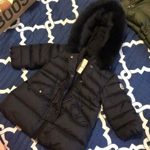 Blue Kids Moncler Coat w/fur